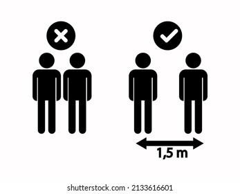 Social Distancing Keep Your Distance 1,5 m or 1,5 Metres Infographic Icon. Vector Image.