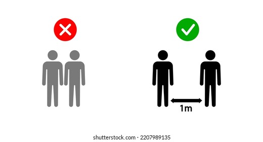 Social Distancing Keep Your Distance 1 m or 1 Metre Infographic Icon. Vector Image