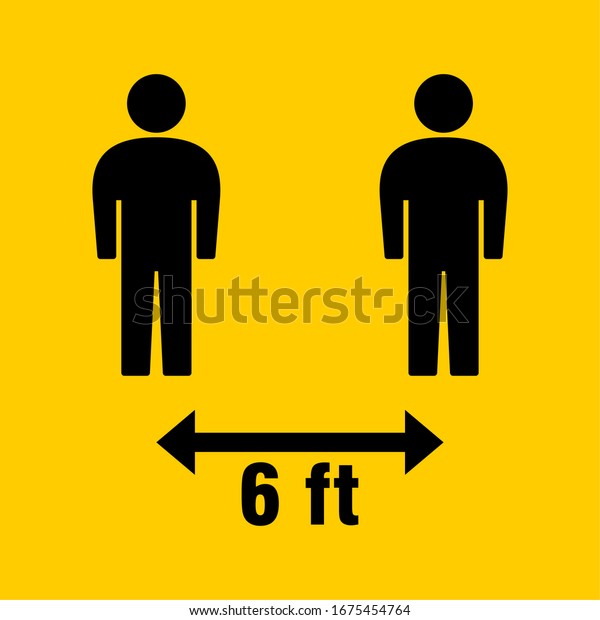 Social Distancing Keep Your Distance 6 Feet Icon.\
Vector Image.