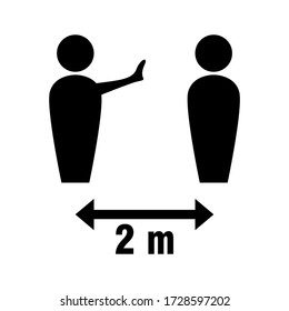 Social Distancing Keep Your Safety Distance 2 M Or 2 Metre Icon. Vector Image.