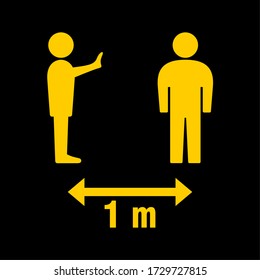 Social Distancing Keep Your Safety Distance 1 m or 1 Metre Icon. Vector Image.