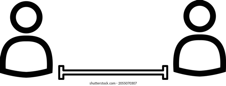 Social distancing or keeping a distance, to prevent the spread of covid-19. Illustration vector line icon