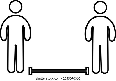 Social distancing or keeping a distance, to prevent the spread of covid-19. Illustration vector line icon
