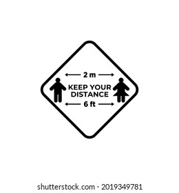 social distancing label logo design vector template