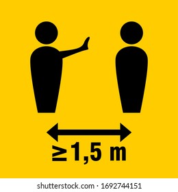 Social Distancing at Least 1,5 Meters Icon. Vector Image.