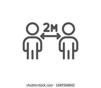 Social distancing line icon. 2 meters distance between sign. Coronavirus pandemic symbol. Quality design element. Editable stroke. Linear style social distancing icon. Vector