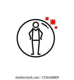 Symbol für soziale Distanzierungslinie. Halten Sie den Abstand von 1-2 Metern. Epidemiedemiedemie. Vector-Abbildung. Inklusive Icons als Selbstisolierung, bleiben zu Hause, Schutz, Vermeidung von Menschenmenge, Raum, Bereich.