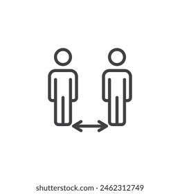 Social Distancing line icon. linear style sign for mobile concept and web design. People standing apart outline vector icon. Symbol, logo illustration. Vector graphics