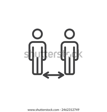 Social Distancing line icon. linear style sign for mobile concept and web design. People standing apart outline vector icon. Symbol, logo illustration. Vector graphics