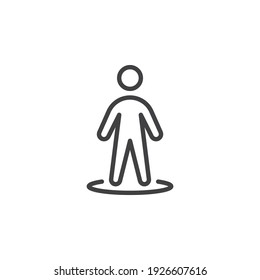Social distancing line icon. Man in a circle linear style sign for mobile concept and web design. Protect yourself outline vector icon. Symbol, logo illustration. Vector graphics