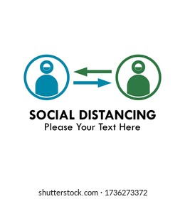 Social distancing logo design template illustration. there are two people and cross