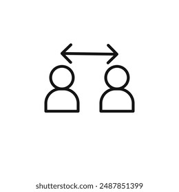 Social distancing logo sign vector outline