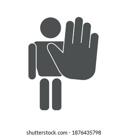 Social distancing Maintain a safe distance. Vector image.
A man with an outstretched palm.