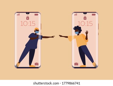 Social distancing. Maintaining communication between people during a pandemic