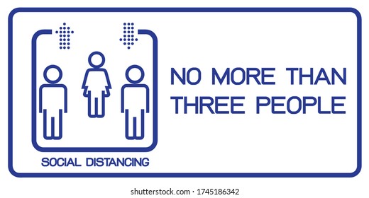 Social Distancing, Maximum Three People Allowed In The Shop Lift Or Elevator Store At One Time Signage.