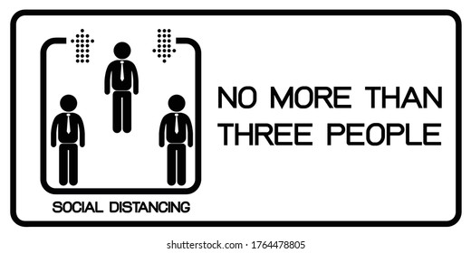 Social Distancing, Maximum Three People Allowed In The Shop Lift Or Elevator Store At One Time Signage.