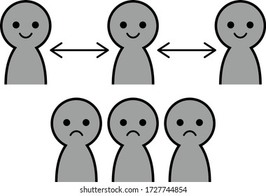 social distancing, monochrome silhouette illustration