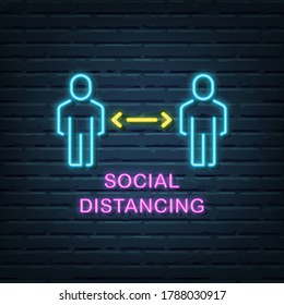 Social Distancing Neon Sign Vector Elements