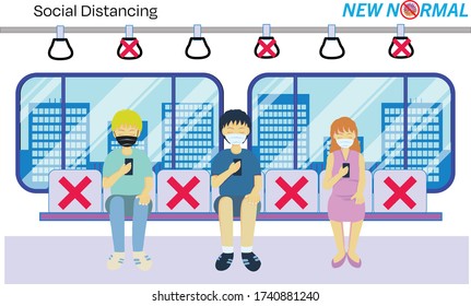 Social Distancing New lifestyle of People after the New Coronavirus or COVID-19 pandemic, New normal concept