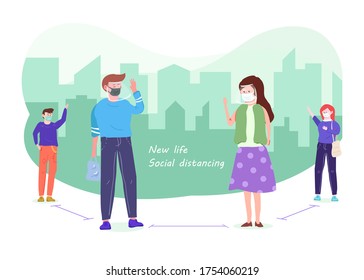 Social distancing, new lifestyle people character
