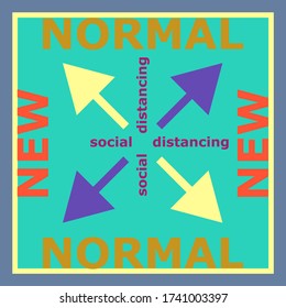 social distancing ,new normal logo sticker design
