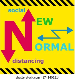 soziale Distanziertheit, neues normales Logo-Aufkleber-Design