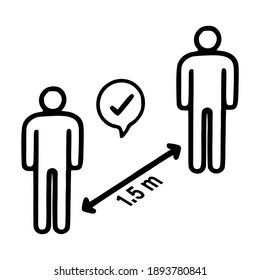 Social distancing sign.​ 2D​ simple​ flat​ style​ graphic​ design.​ Template​ isolated​ on white background. Can be used as a sign or any purposes. Vector EPS10