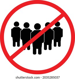 Social Distancing on white background. Avoid crowds sign. Prohibition sign for quarantine symbol. No crowd logo. flat style.