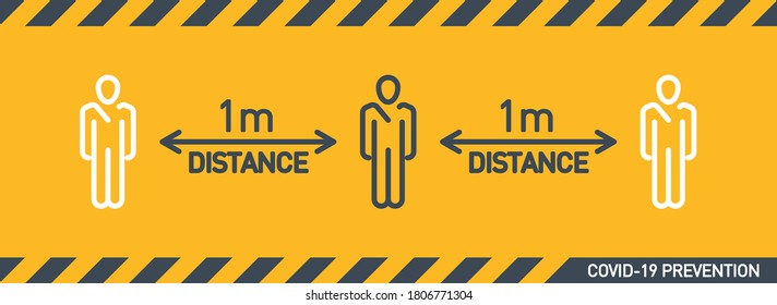 Social distancing outline icon, keep distance in public society people to protect from COVID19 coronavirus outbreak spreading concept banner, Infographic design distance away line icon in the meeting
