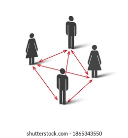 Social distancing people icon. Keep the 1-2 meter distance. Vector illustration.