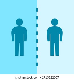 Social Distancing People Icon. Vector Image.