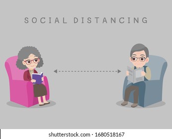 Social Distancing, People keeping distance for infection risk and disease for prevent virus Covid-19.Corona virus. Grandparents stay home stay safe, Health care concept.