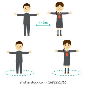 Social Distancing, People keeping distance for infection risk and disease ,