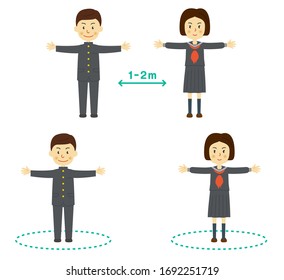 Social Distancing, People keeping distance for infection risk and disease ,