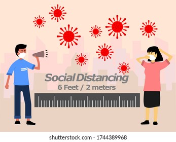 Social Distancing, People keeping distance for infection risk and disease, wearing a surgical protective Medical mask for avoid virus Covid-19. Health care concept. Corona virus transmissions prevent.