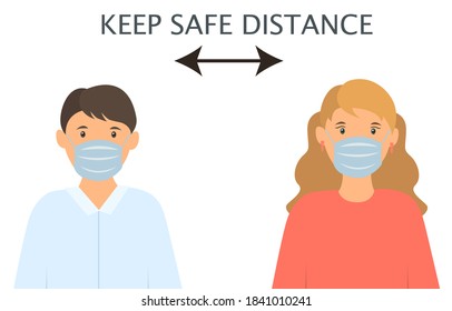 Social Distancing, People keeping distance whith Medical mask for prevent virus
