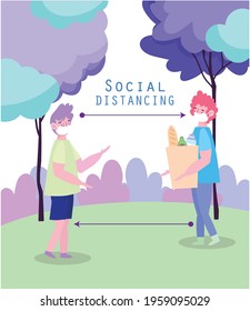 social distancing, people in park
