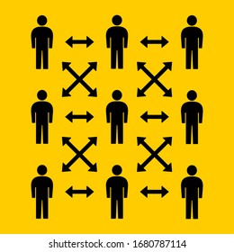 Social Distancing People Sign. Vector Image.