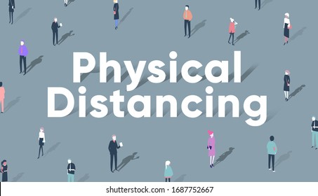 Social distancing or physical distancing avoid spreading virus. Vector