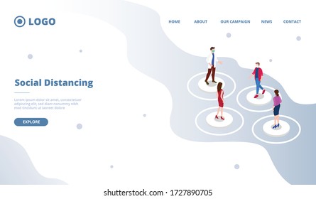 social distancing or physical distance concept for website template or landing homepage site