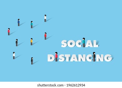 Social distancing or physical distancing to prevent virus spreading. illustrator Vector 