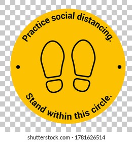 Social distancing, Please Stand Here, Keep Your Distance Sticker, footprint sign red color, COVID-19 Coronavirus, New Normal, signage vector, Lift, Elevator, caution. STAY SAFE, STOP COVID-19