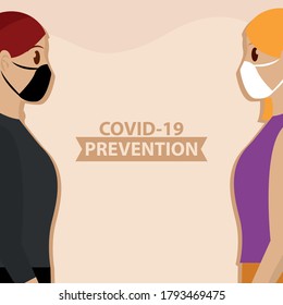 Social distancing poster. Covid-19 protection and prevention - Vector