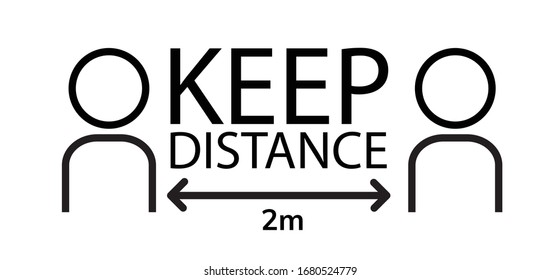 Social distancing poster, Keep distance 2 meters in public to protect from COVID-19 coronavirus outbreak spreading concept,