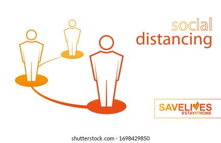 Social Distancing prevent corona virus infection. Safe distance sign concept. COVID-19 keep distance information.