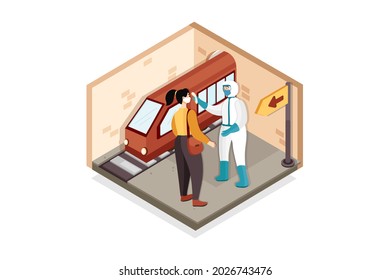 Social distancing to prevent disease Illustration concept. Flat illustration isolated on white background.