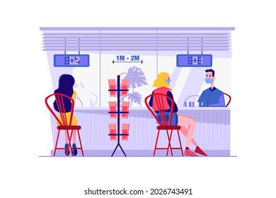 Social distancing to prevent disease Illustration concept. Flat illustration isolated on white background.