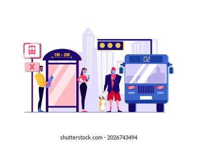 Social distancing to prevent disease Illustration concept. Flat illustration isolated on white background.