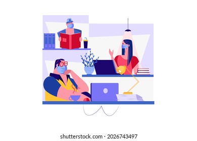 Social distancing to prevent disease Illustration concept. Flat illustration isolated on white background.