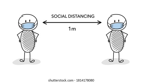 Social distancing. Preventing coronavirus epidemic. Vector